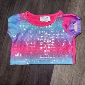 Build-A-Bear Pink Purple Turquoise Top with Clear Sequins Mermaid Vibe RARE HTF